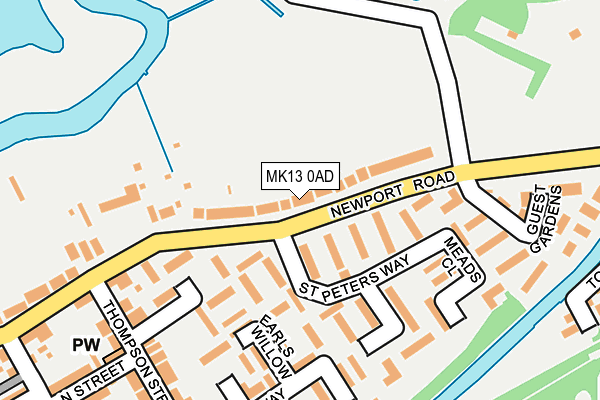 MK13 0AD map - OS OpenMap – Local (Ordnance Survey)