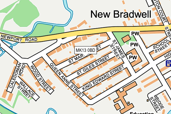 MK13 0BD map - OS OpenMap – Local (Ordnance Survey)