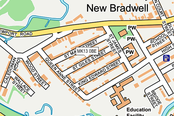 MK13 0BE map - OS OpenMap – Local (Ordnance Survey)