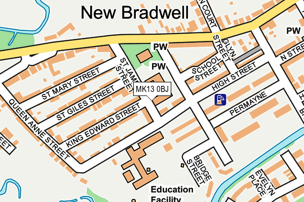 MK13 0BJ map - OS OpenMap – Local (Ordnance Survey)