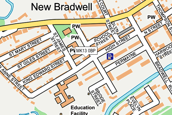 MK13 0BP map - OS OpenMap – Local (Ordnance Survey)