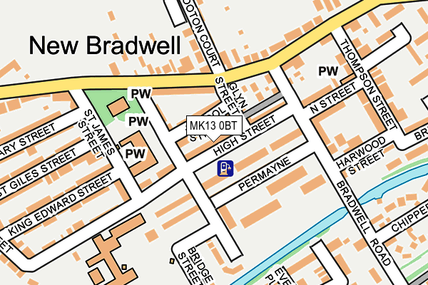 MK13 0BT map - OS OpenMap – Local (Ordnance Survey)