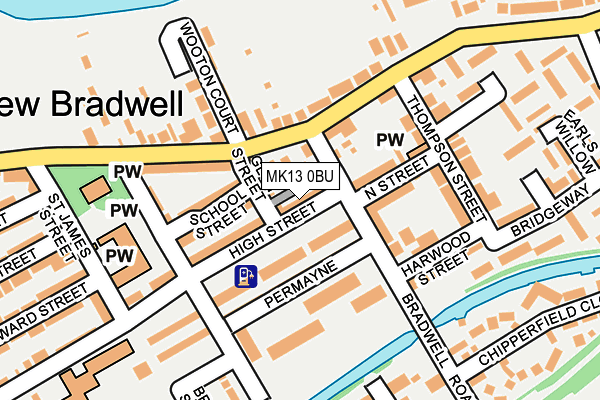 MK13 0BU map - OS OpenMap – Local (Ordnance Survey)