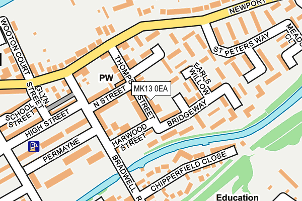 MK13 0EA map - OS OpenMap – Local (Ordnance Survey)