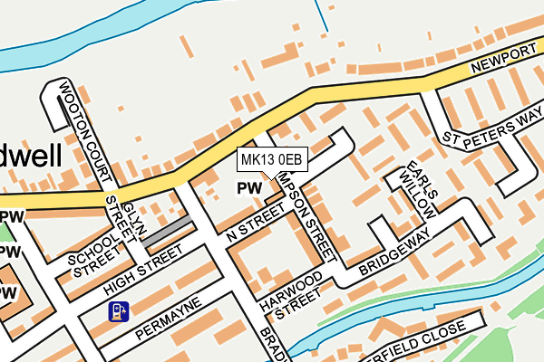 MK13 0EB map - OS OpenMap – Local (Ordnance Survey)