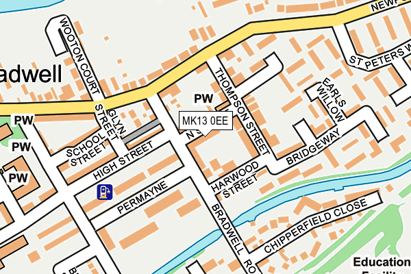 MK13 0EE map - OS OpenMap – Local (Ordnance Survey)