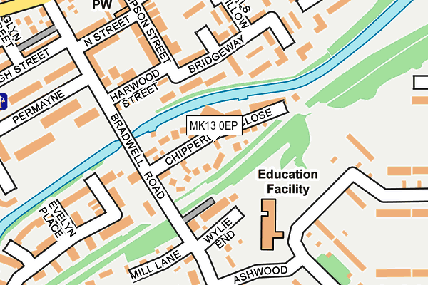 MK13 0EP map - OS OpenMap – Local (Ordnance Survey)