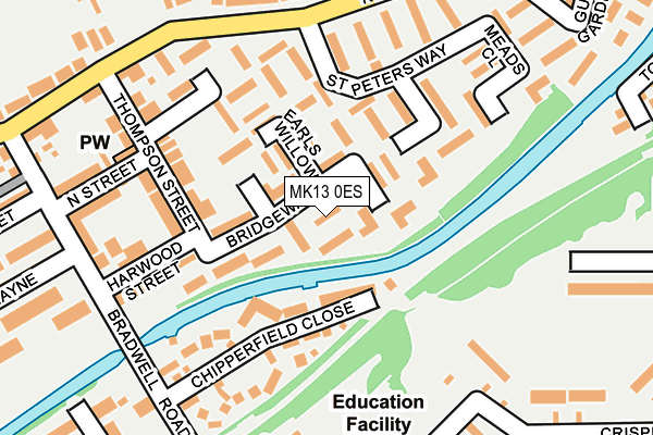 MK13 0ES map - OS OpenMap – Local (Ordnance Survey)