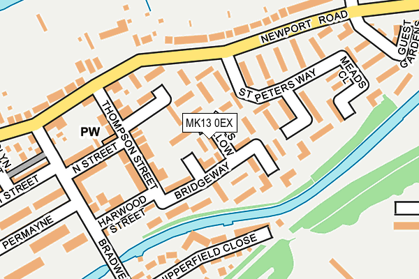 MK13 0EX map - OS OpenMap – Local (Ordnance Survey)