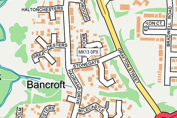 MK13 0PX map - OS OpenMap – Local (Ordnance Survey)