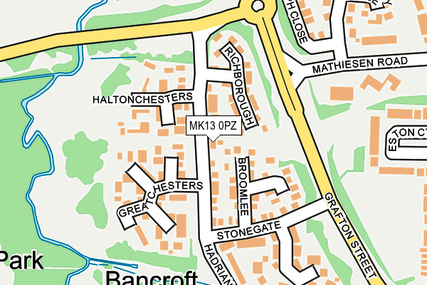 MK13 0PZ map - OS OpenMap – Local (Ordnance Survey)