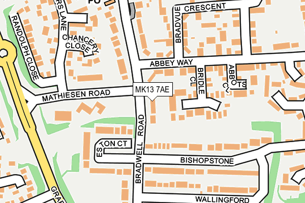 MK13 7AE map - OS OpenMap – Local (Ordnance Survey)