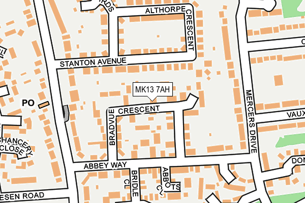 MK13 7AH map - OS OpenMap – Local (Ordnance Survey)