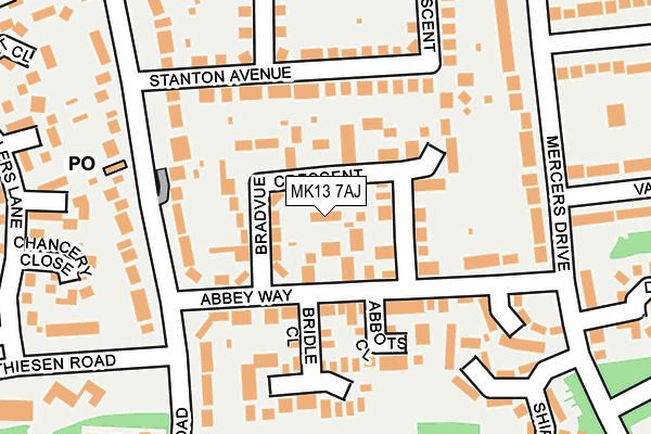 MK13 7AJ map - OS OpenMap – Local (Ordnance Survey)