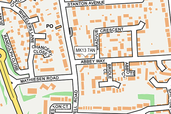 MK13 7AN map - OS OpenMap – Local (Ordnance Survey)