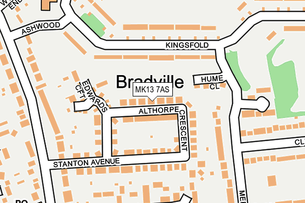 MK13 7AS map - OS OpenMap – Local (Ordnance Survey)