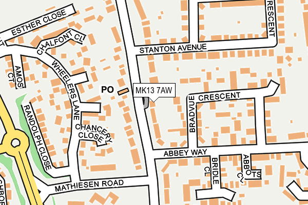 MK13 7AW map - OS OpenMap – Local (Ordnance Survey)