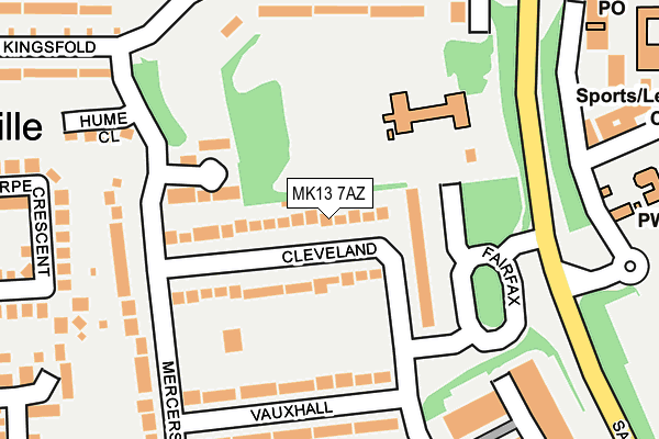 MK13 7AZ map - OS OpenMap – Local (Ordnance Survey)