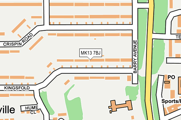 MK13 7BJ map - OS OpenMap – Local (Ordnance Survey)