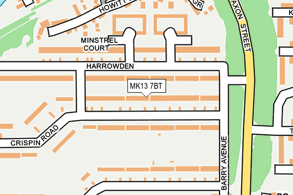 MK13 7BT map - OS OpenMap – Local (Ordnance Survey)