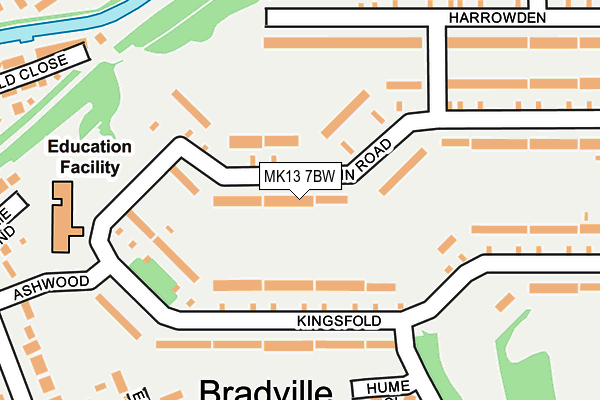 MK13 7BW map - OS OpenMap – Local (Ordnance Survey)