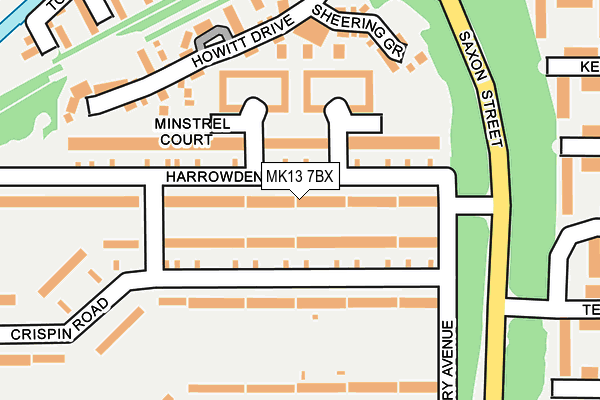 MK13 7BX map - OS OpenMap – Local (Ordnance Survey)