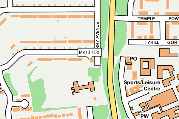 MK13 7DX map - OS OpenMap – Local (Ordnance Survey)