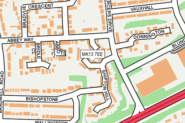 MK13 7EE map - OS OpenMap – Local (Ordnance Survey)