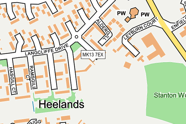 MK13 7EX map - OS OpenMap – Local (Ordnance Survey)