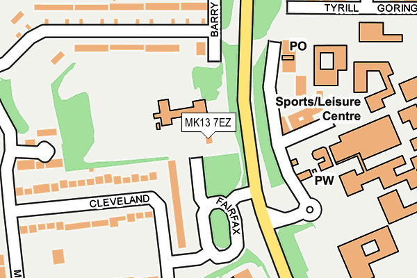 MK13 7EZ map - OS OpenMap – Local (Ordnance Survey)