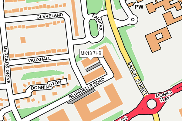 MK13 7HB map - OS OpenMap – Local (Ordnance Survey)