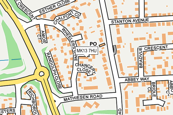 MK13 7HU map - OS OpenMap – Local (Ordnance Survey)