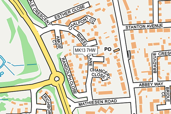 MK13 7HW map - OS OpenMap – Local (Ordnance Survey)