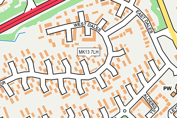MK13 7LH map - OS OpenMap – Local (Ordnance Survey)