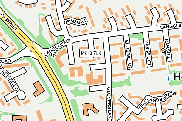 MK13 7LN map - OS OpenMap – Local (Ordnance Survey)