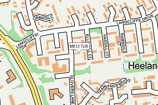 MK13 7LW map - OS OpenMap – Local (Ordnance Survey)