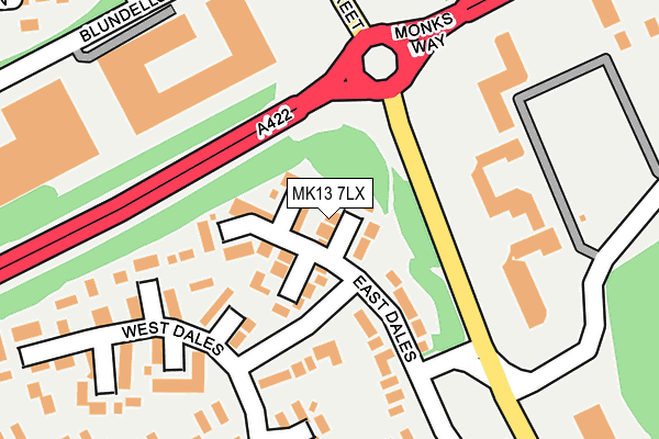 MK13 7LX map - OS OpenMap – Local (Ordnance Survey)