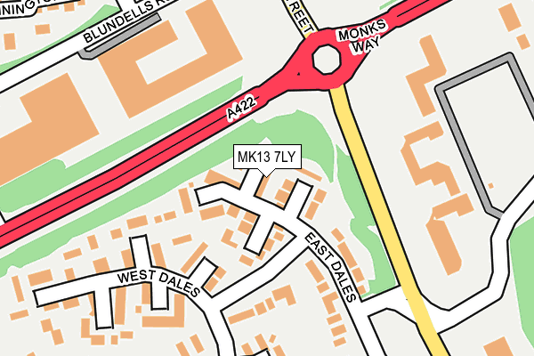 MK13 7LY map - OS OpenMap – Local (Ordnance Survey)
