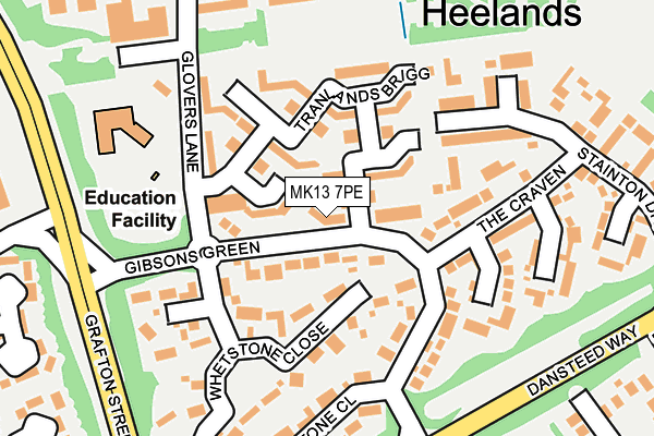 MK13 7PE map - OS OpenMap – Local (Ordnance Survey)