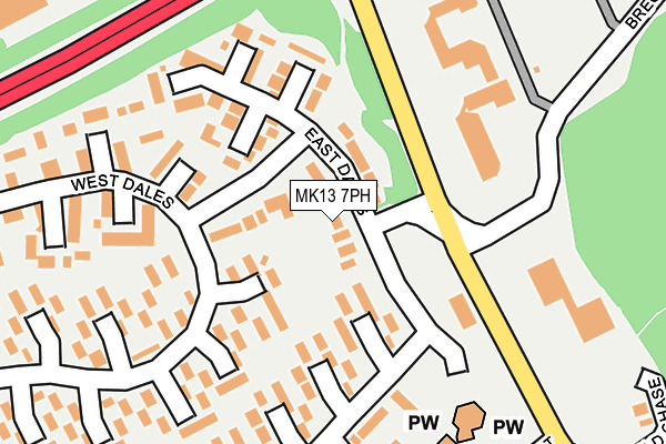 MK13 7PH map - OS OpenMap – Local (Ordnance Survey)