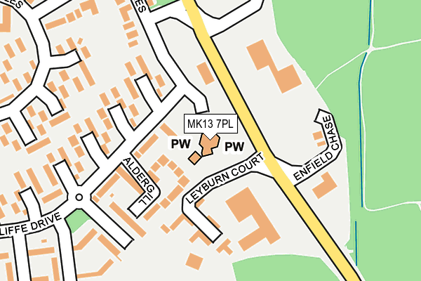 MK13 7PL map - OS OpenMap – Local (Ordnance Survey)