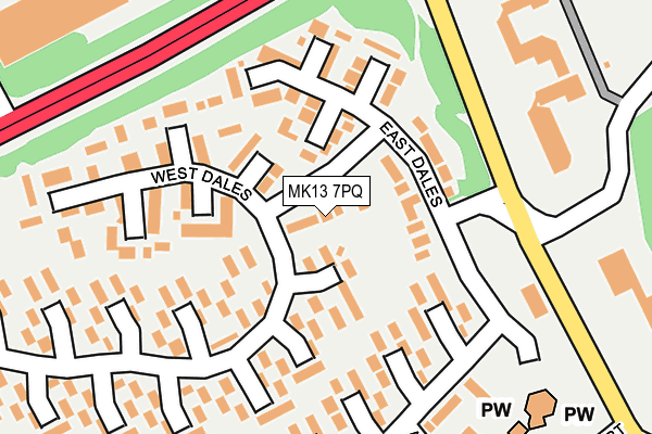 MK13 7PQ map - OS OpenMap – Local (Ordnance Survey)