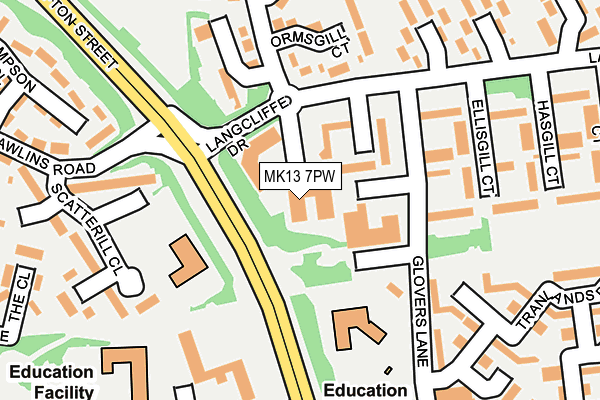 MK13 7PW map - OS OpenMap – Local (Ordnance Survey)