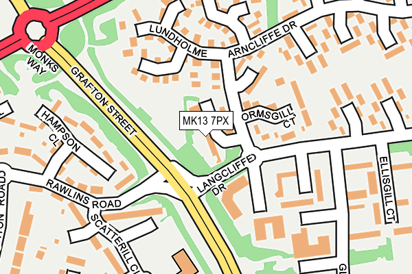 MK13 7PX map - OS OpenMap – Local (Ordnance Survey)