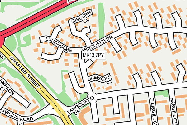 MK13 7PY map - OS OpenMap – Local (Ordnance Survey)