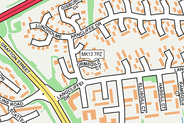 MK13 7PZ map - OS OpenMap – Local (Ordnance Survey)