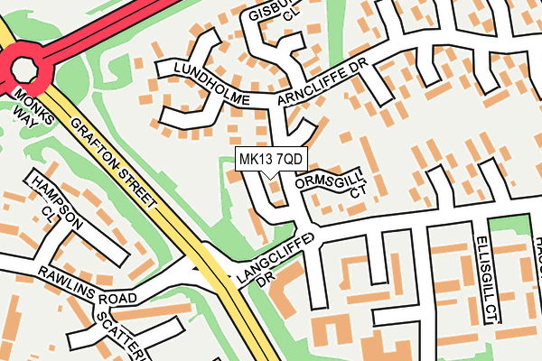 MK13 7QD map - OS OpenMap – Local (Ordnance Survey)