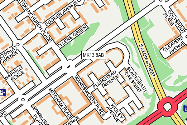 MK13 8AB map - OS OpenMap – Local (Ordnance Survey)