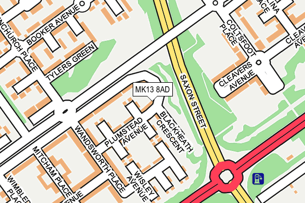 MK13 8AD map - OS OpenMap – Local (Ordnance Survey)