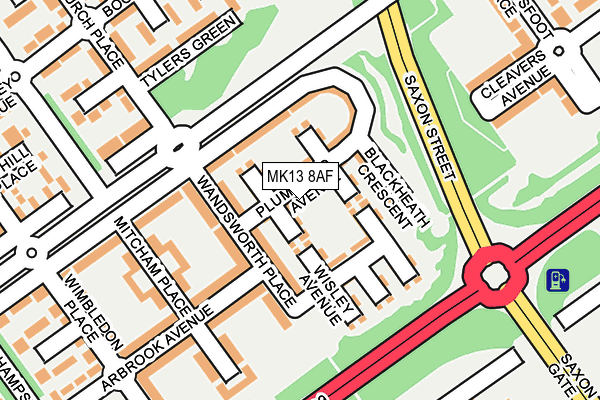 MK13 8AF map - OS OpenMap – Local (Ordnance Survey)